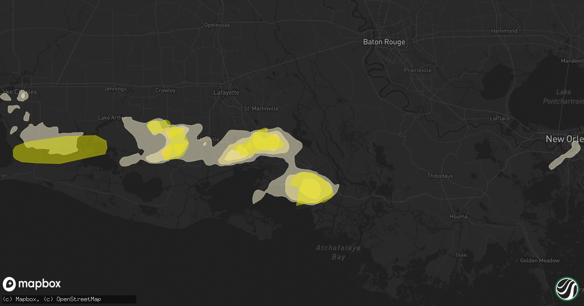 Hail map in Jeanerette, LA on April 4, 2019