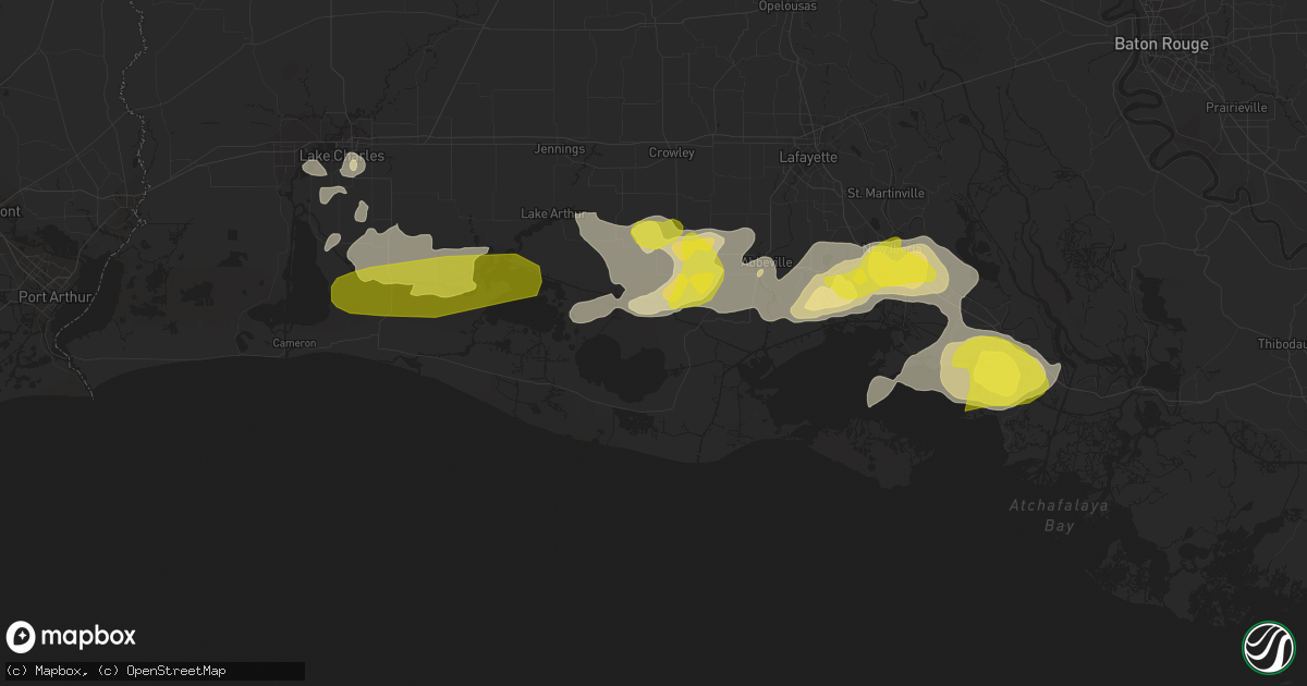 Hail map in Kaplan, LA on April 4, 2019