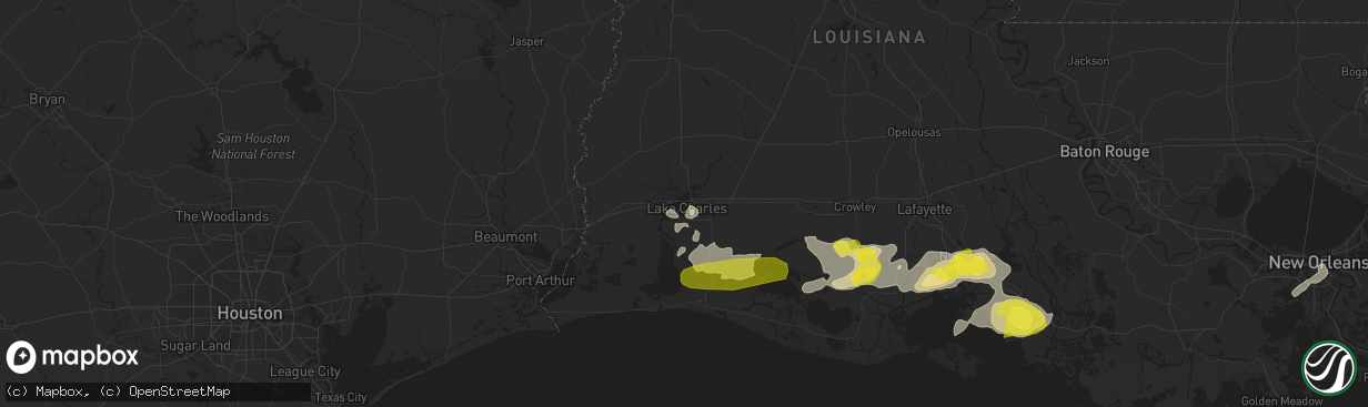 Hail map in Lake Charles, LA on April 4, 2019