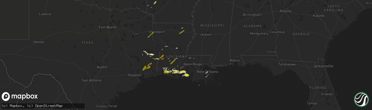 Hail map in Louisiana on April 4, 2019