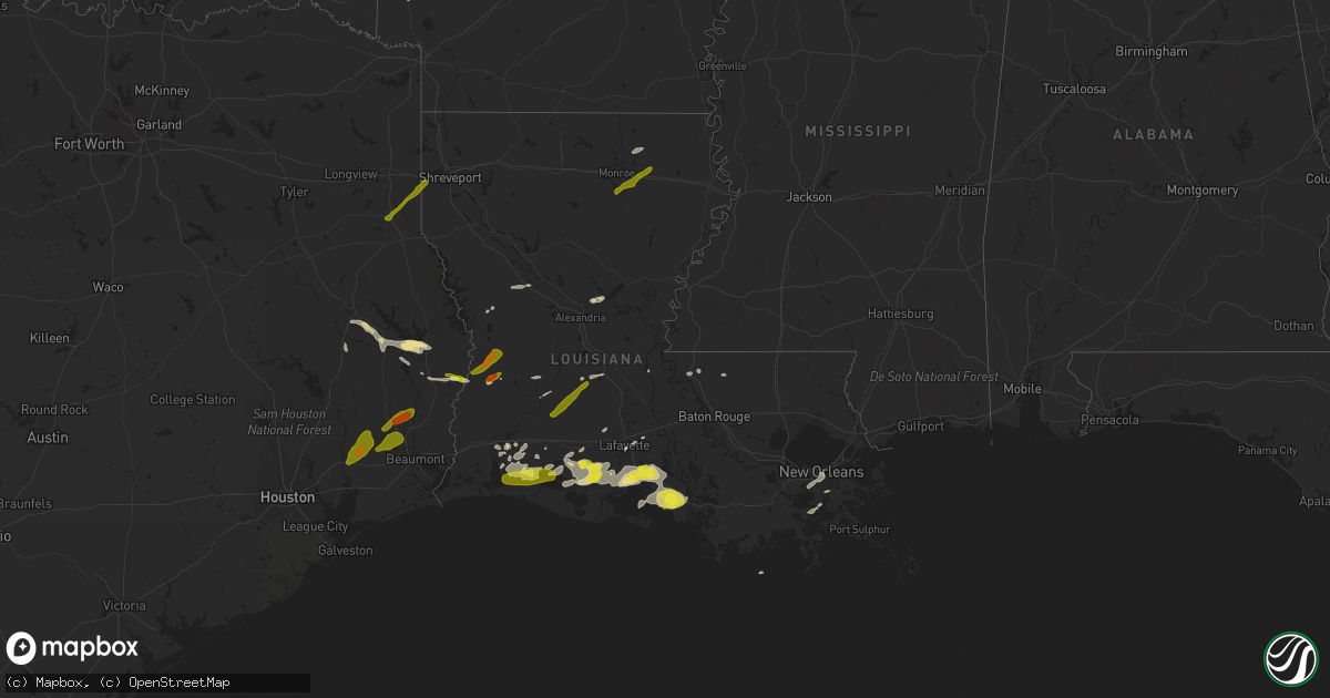 Hail map in Louisiana on April 4, 2019