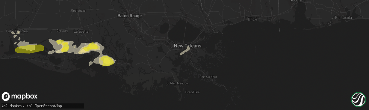 Hail map in Marrero, LA on April 4, 2019