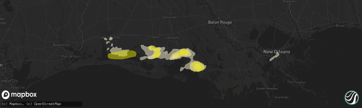 Hail map in New Iberia, LA on April 4, 2019