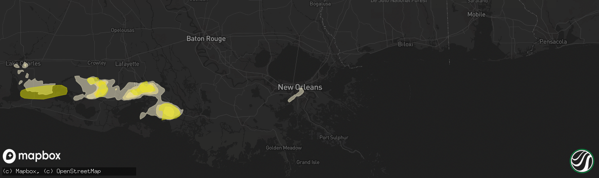 Hail map in New Orleans, LA on April 4, 2019