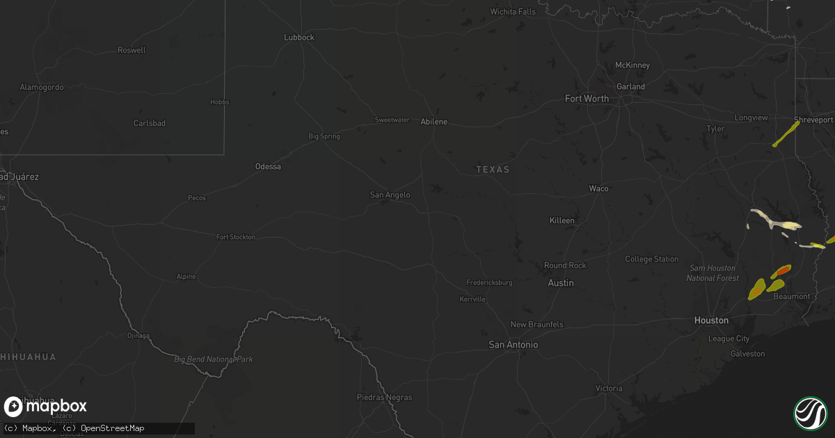 Hail map in Texas on April 4, 2019