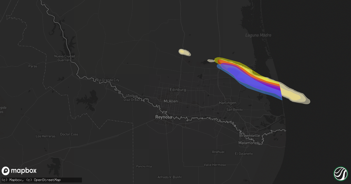 Hail map in Edinburg, TX on April 4, 2020