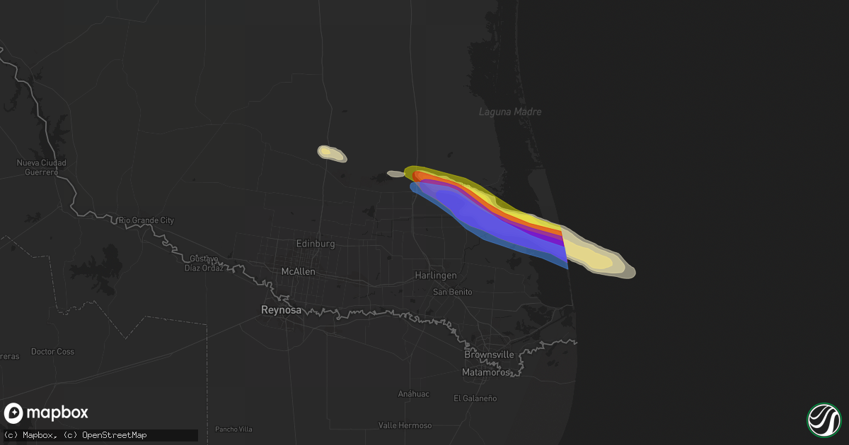 Hail map in Lyford, TX on April 4, 2020