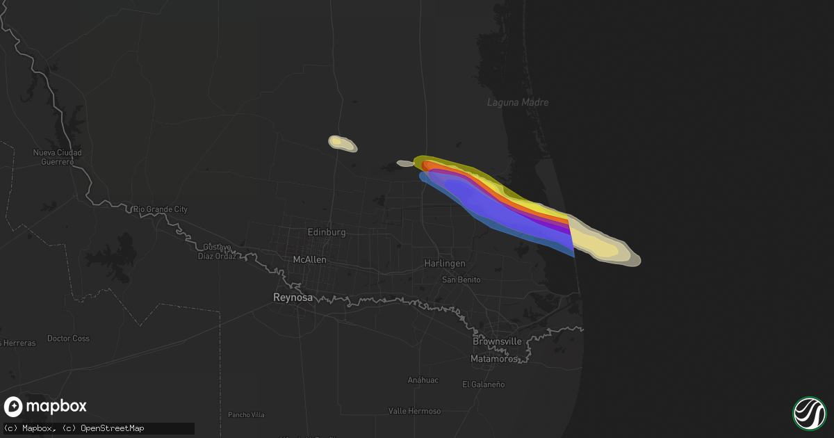 Hail map in Sebastian, TX on April 4, 2020