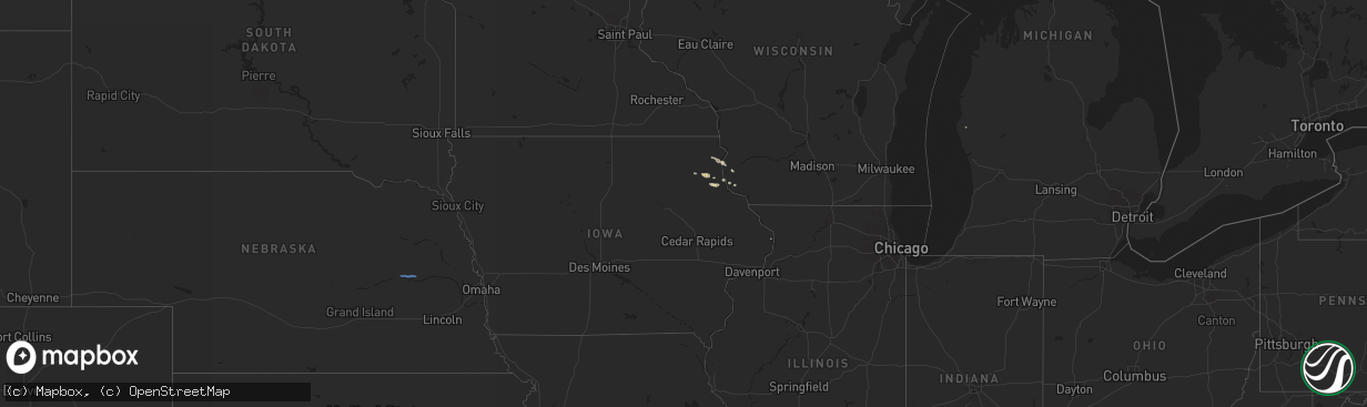 Hail map in Iowa on April 4, 2021