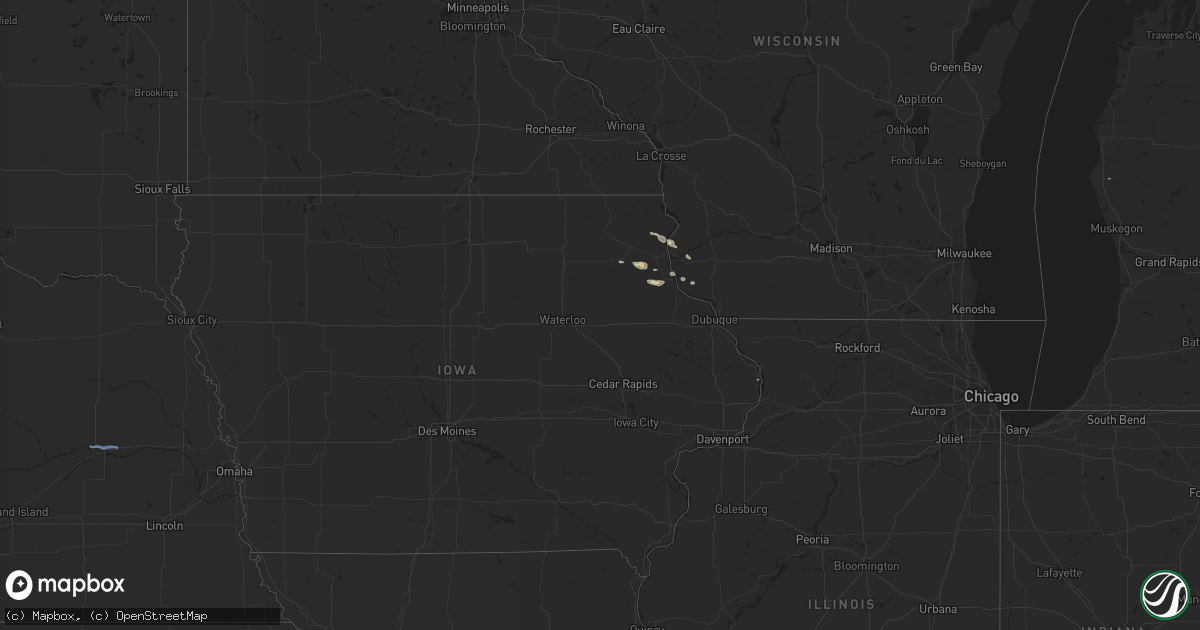 Hail map in Iowa on April 4, 2021