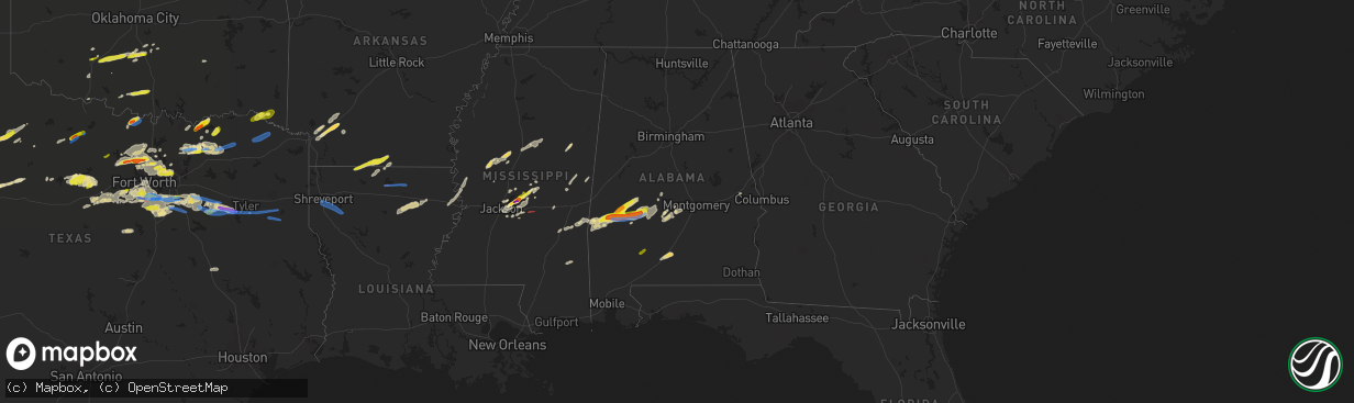 Hail map in Alabama on April 4, 2022