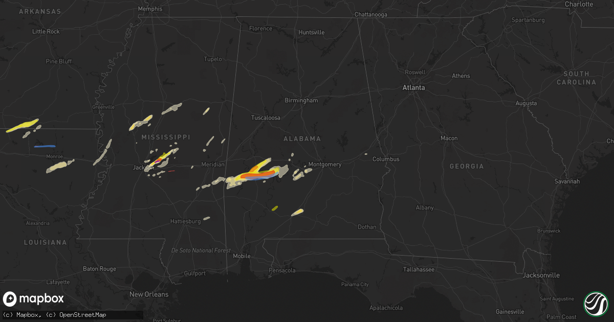 Hail map in Alabama on April 4, 2022