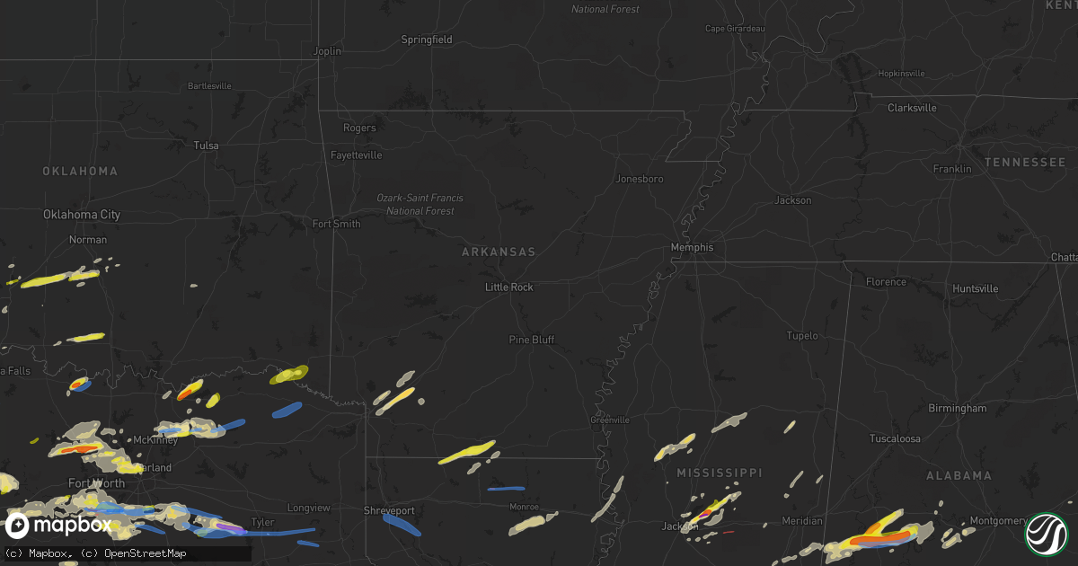 Hail map in Arkansas on April 4, 2022