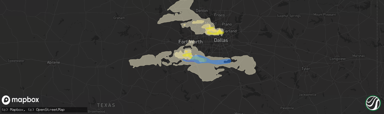 Hail map in Burleson, TX on April 4, 2022