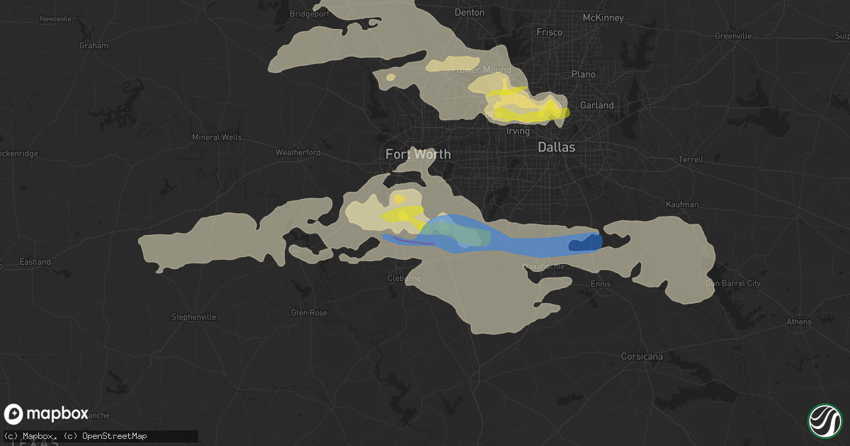 Hail map in Burleson, TX on April 4, 2022