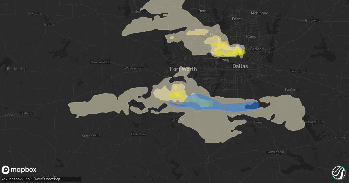 Hail map in Crowley, TX on April 4, 2022