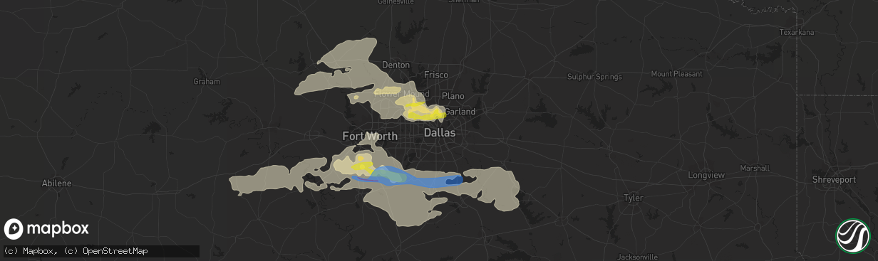 Hail map in Dallas, TX on April 4, 2022