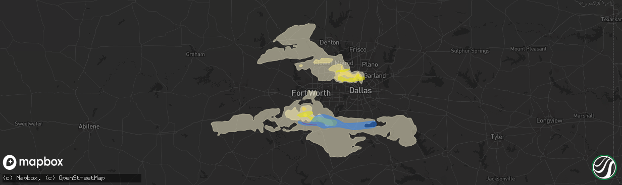 Hail map in Fort Worth, TX on April 4, 2022