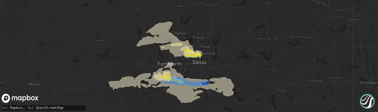 Hail map in Irving, TX on April 4, 2022