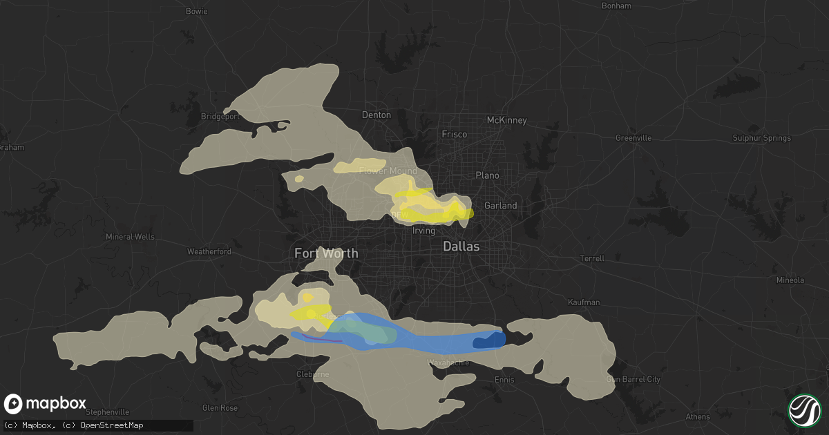 Hail map in Irving, TX on April 4, 2022