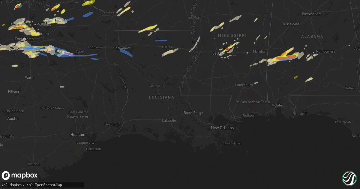 Hail map in Louisiana on April 4, 2022