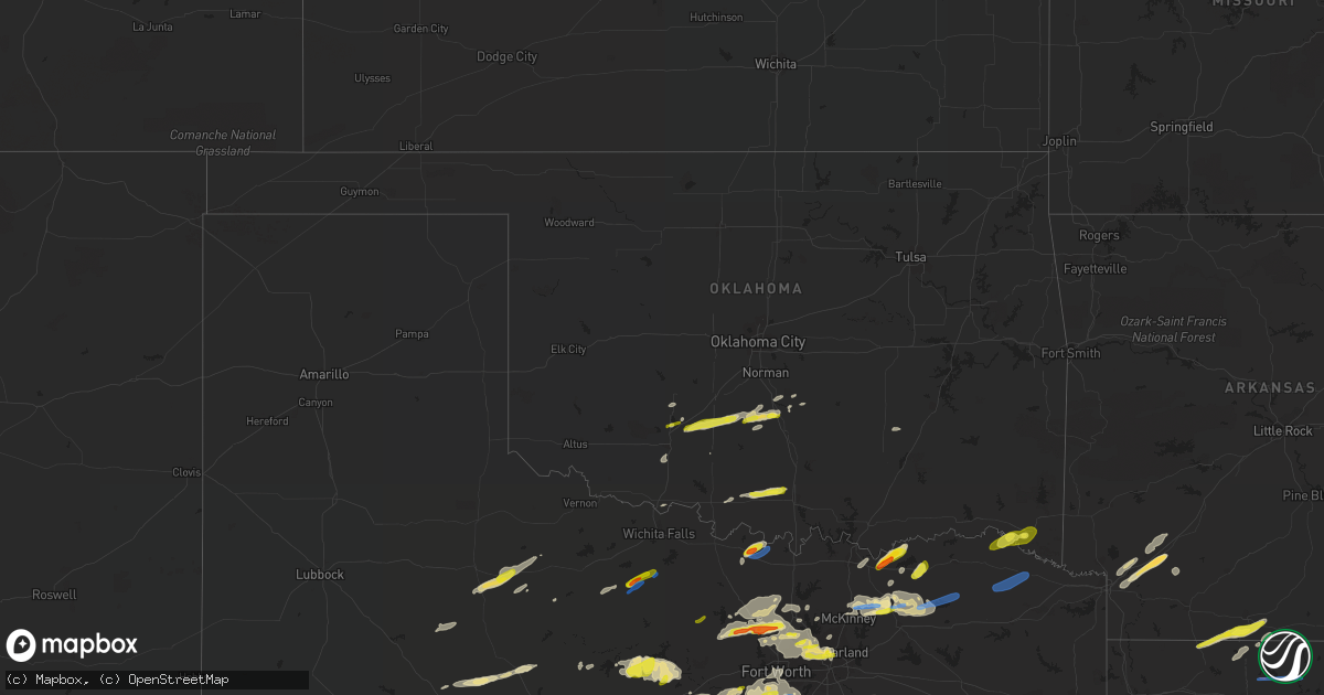Hail map in Oklahoma on April 4, 2022