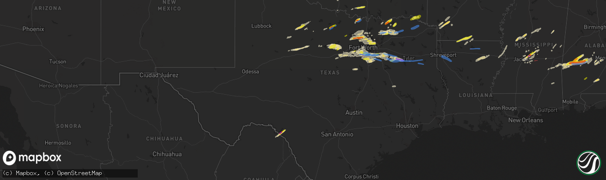 Hail map in Texas on April 4, 2022