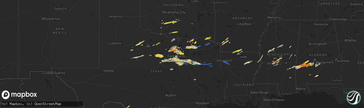 Hail map on April 4, 2022