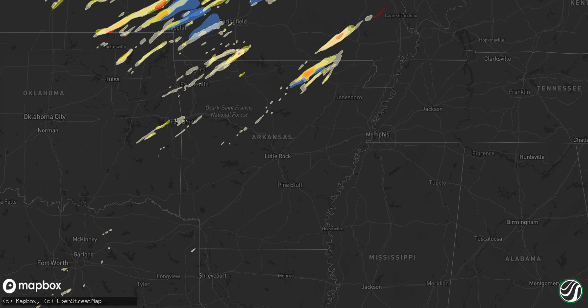 Hail map in Arkansas on April 4, 2023