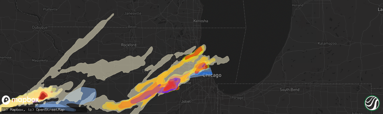 Hail map in Arlington Heights, IL on April 4, 2023