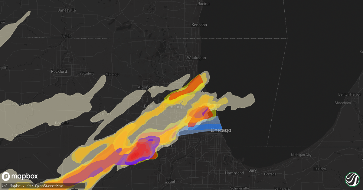 Hail map in Arlington Heights, IL on April 4, 2023