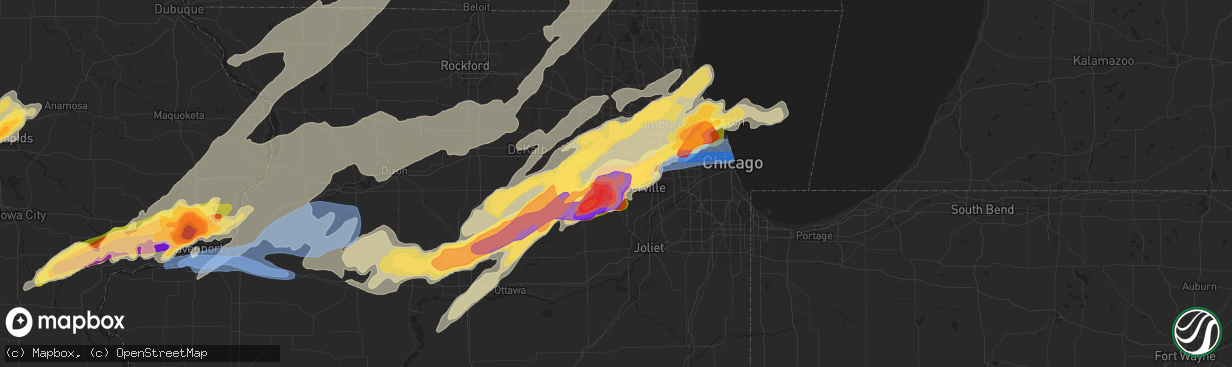 Hail map in Aurora, IL on April 4, 2023