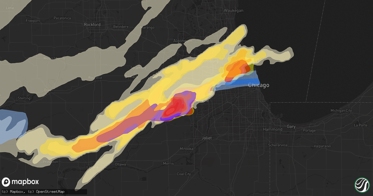 Hail map in Aurora, IL on April 4, 2023
