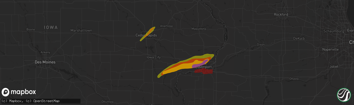 Hail map in Blue Grass, IA on April 4, 2023