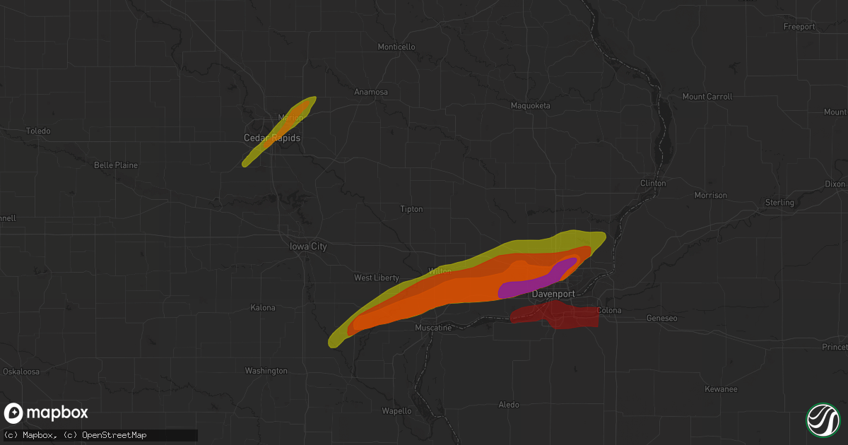 Hail map in Blue Grass, IA on April 4, 2023