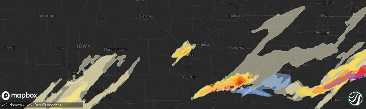 Hail map in Cedar Rapids, IA on April 4, 2023