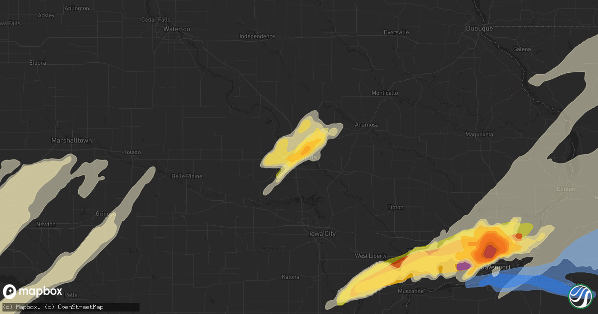 Hail map in Cedar Rapids, IA on April 4, 2023