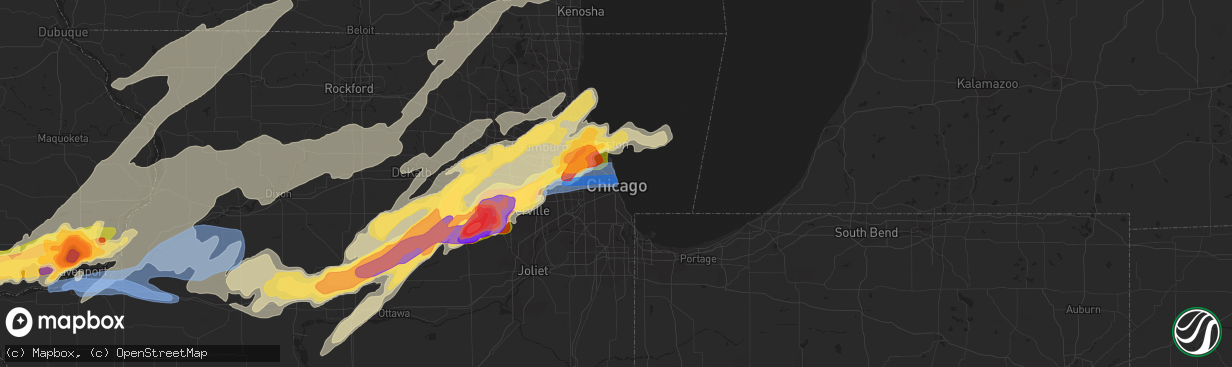 Hail map in Chicago, IL on April 4, 2023