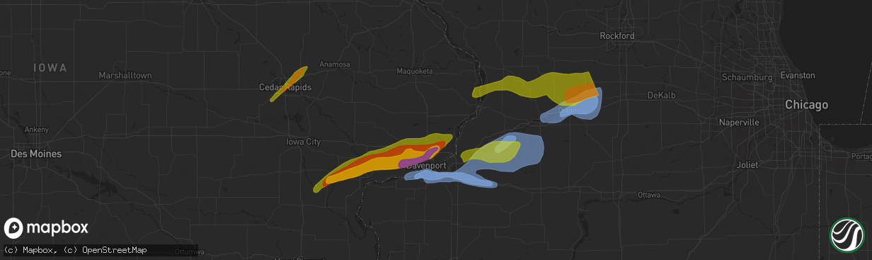 Hail map in Colona, IL on April 4, 2023