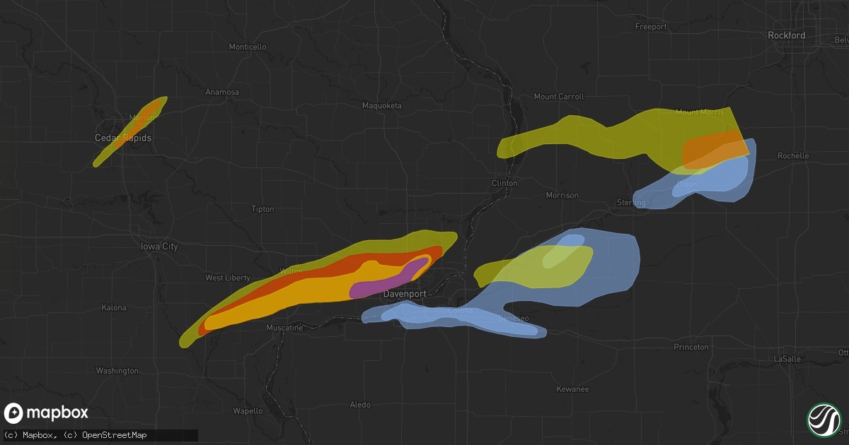 Hail map in Colona, IL on April 4, 2023