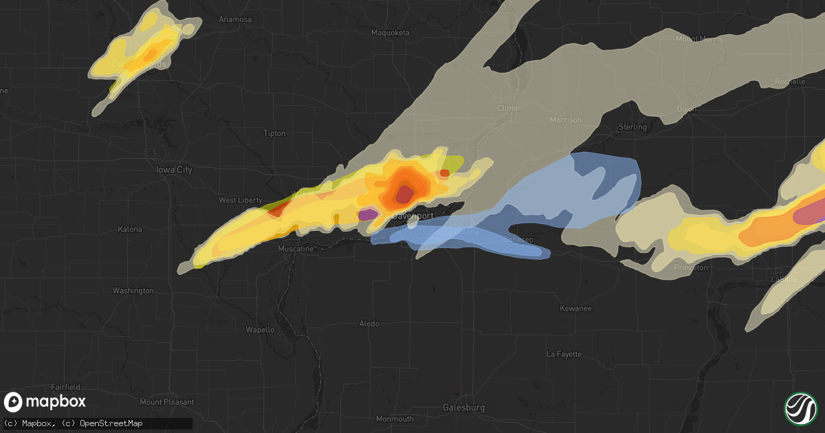 Hail map in Davenport, IA on April 4, 2023