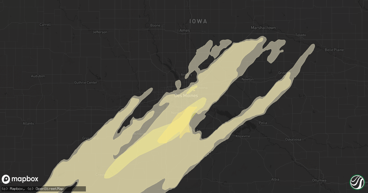 Hail map in Des Moines, IA on April 4, 2023
