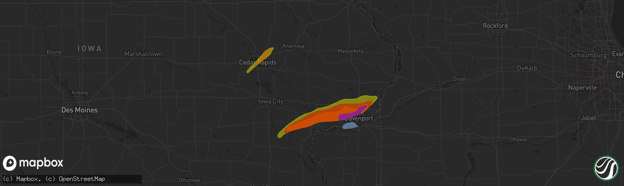 Hail map in Durant, IA on April 4, 2023