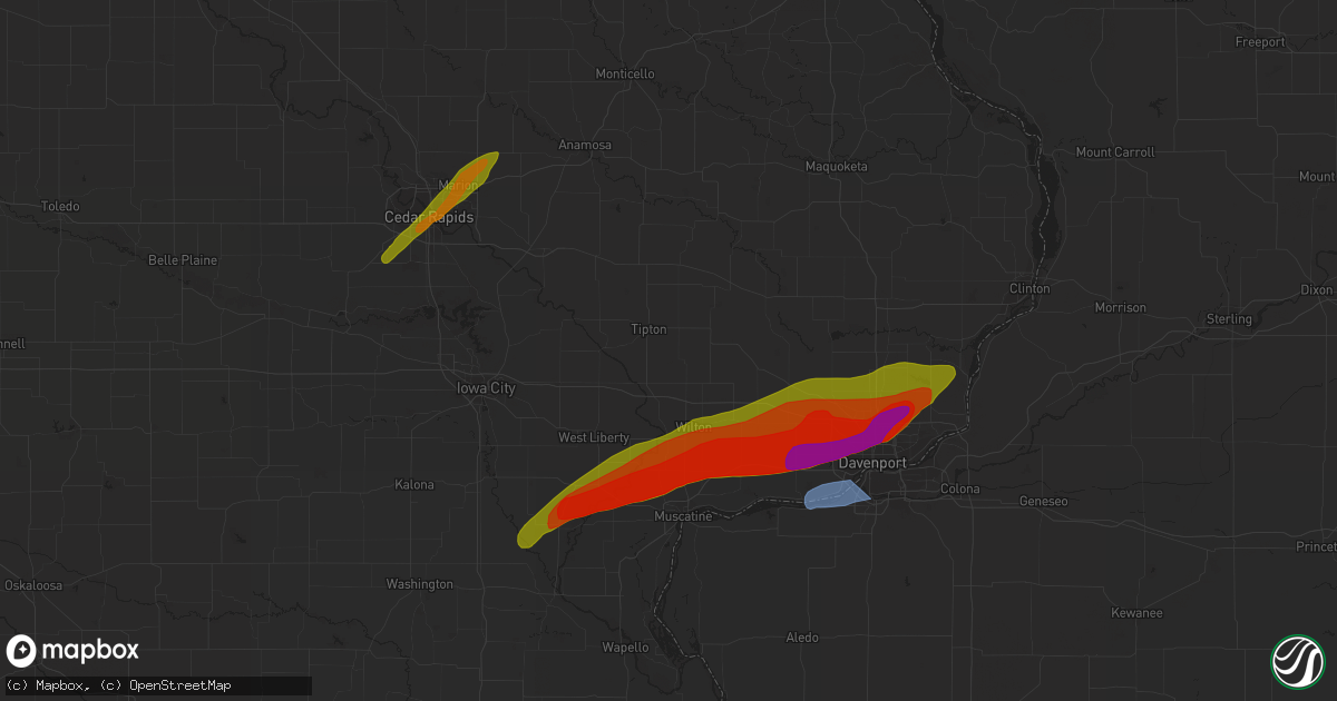 Hail map in Durant, IA on April 4, 2023