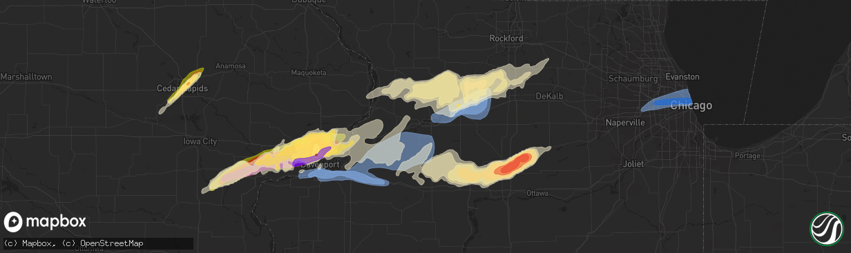 Hail map in Earlville, IL on April 4, 2023