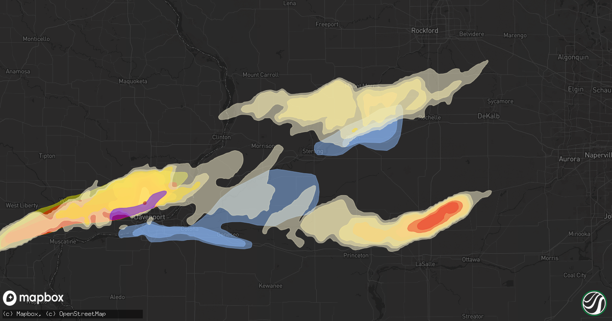 Hail map in Eldridge, IA on April 4, 2023