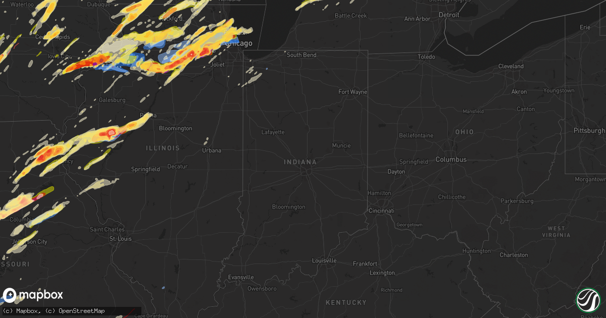 Hail map in Indiana on April 4, 2023