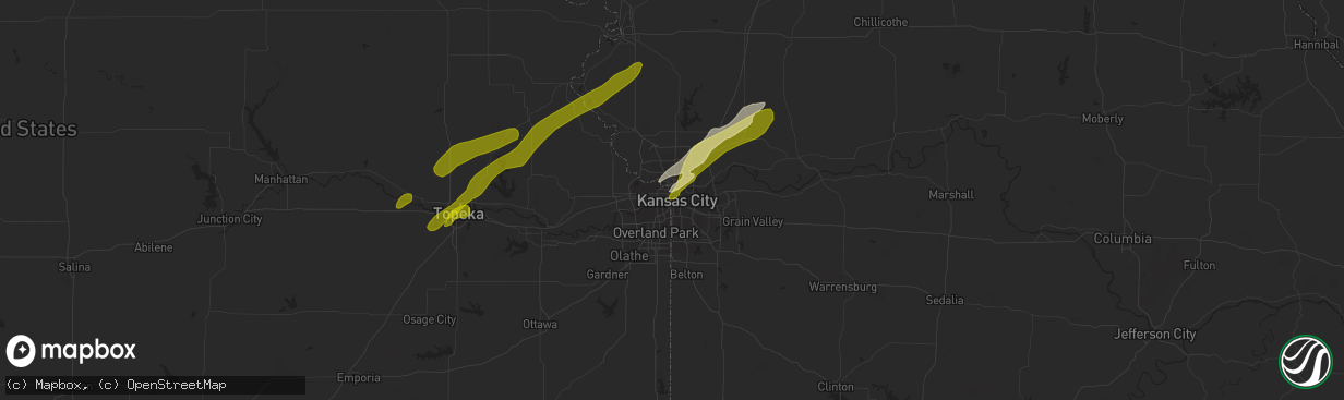 Hail map in Kansas City, MO on April 4, 2023