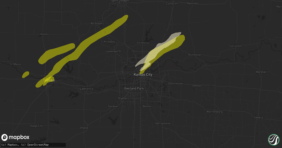 Hail map in Kansas City, MO on April 4, 2023