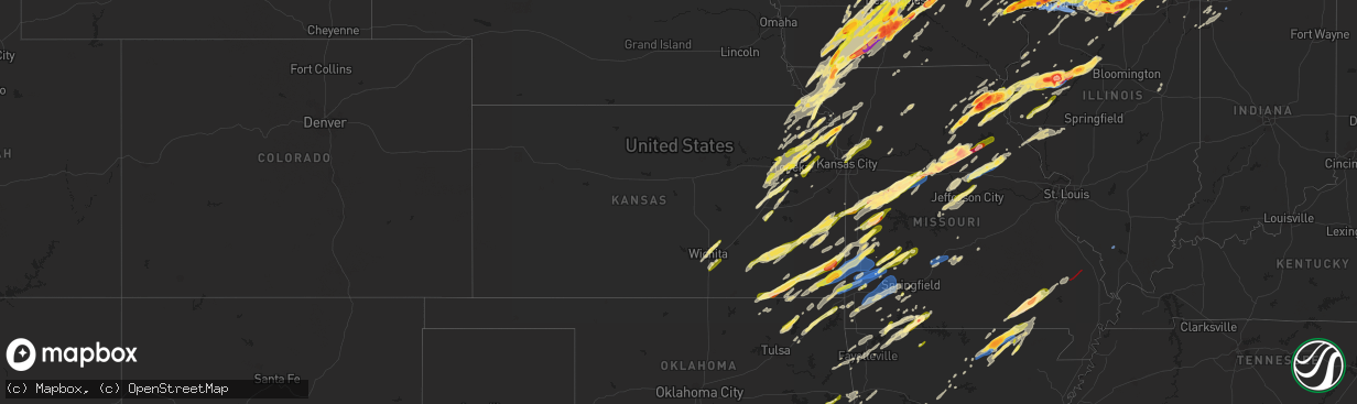 Hail map in Kansas on April 4, 2023